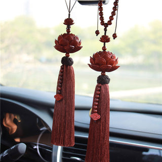 Buddha Gift Tibetan Small Leaf Red Sandalwood Lotus Luck Protection Tassel Decoration