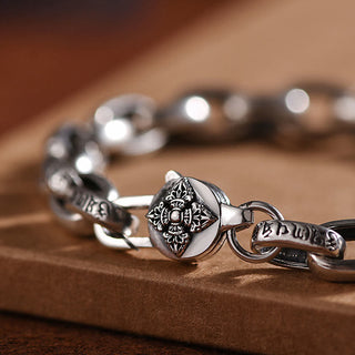 Buddha Gift 925 Sterling Silver Six True Words Wisdom Calm Bracelet