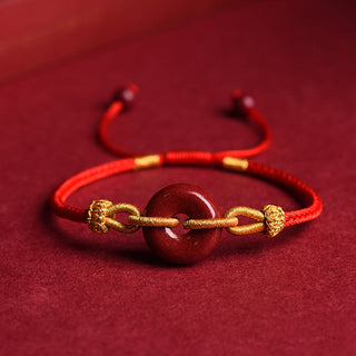 Buddha Gift Handmade Cinnabar Peace Buckle Blessing Braided Rope Bracelet