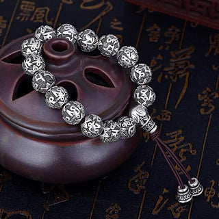 Buddha Gift Tibetan Om Mani Padme Hum Carved Alloy Beads Amulet Bracelet