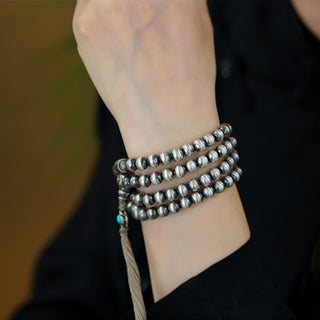 Buddha Gift 108 Mala Beads 925 Sterling Silver Red Agate Turquoise Confidence Charm Bracelet
