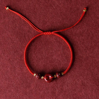 Buddha Gift Handmade Lotus Cinnabar Peace Buckle Blessing Braid Bracelet