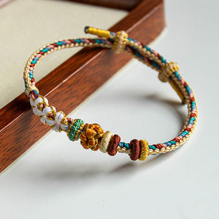 Buddha Gift Handmade Dunhuang Color Peach Blossom Pattern Braid String Bracelet