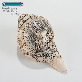 Buddha Gift Tibetan Handmade Engraved Shankha Buddha Avalokitesvara Conch Shell Wealth Decoration