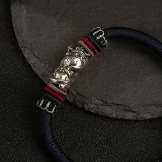 Buddha Gift Handmade 925 Sterling Silver Year Of The Dragon Auspicious Dragon Luck Rope Bracelet