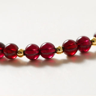 Buddha Gift 14K Gold Natural Garnet Cinnabar Flower Calm Bracelet