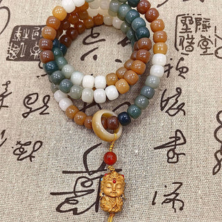 Buddha Gift 108 Mala Beads Gradient Bodhi Seed Green Tara Buddha Engraved Peace Harmony Bracelet