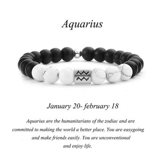 Buddha Gift 12 Constellations of the Zodiac Natural Frosted Stone White Turquoise Bead Fortune Bracelet