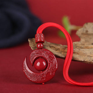 Buddha Gift One's Luck Improves Design Patern Natural Cinnabar Concentration Necklace Pendant