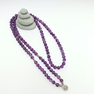Buddha Gift Natural Amethyst Purification Mala Bracelet