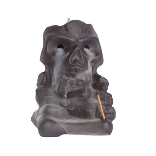 Buddha Gift Halloween Skull Head Purple Clay Healing Incense Burner Decoration