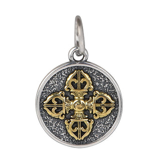 Buddha Gift 925 Sterling Silver Double Dorje Vajra Blessing Necklace Pendant