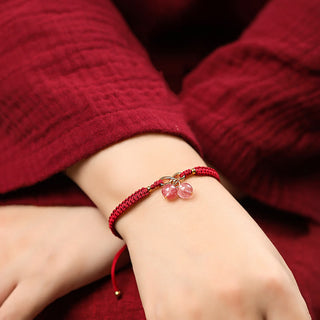 Buddha Gift Natural Strawberry Quartz Amethyst Green Phantom Bead Positive Bracelet