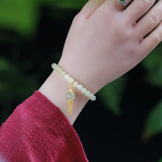 Buddha Gift 925 Sterling Silver Hetian Jade Beaded Wealth Charm Bracelet