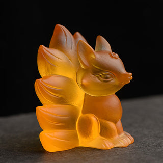 Buddha Gift Small Nine Tailed Fox Success Strength Home Figurine Decoration