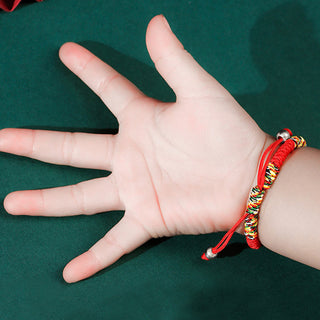Buddha Gift 925 Sterling Silver Chinese Lock Charm Multicolored Red String Protection Handmade Braided Kids Bracelet