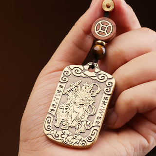 Buddha Gift God of Wealth Zhao Gongming Copper Protection Necklace Pendant Key Chain