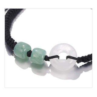 Buddha Gift 2Pcs Green Aventurine White Jade Peace Buckle Luck Braided Couple Bracelet