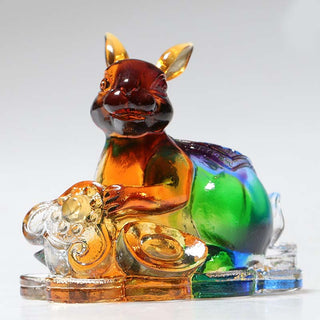 Buddha Gift Year of the Dragon Handmade 12 Chinese Zodiac Liuli Crystal Art Piece Protection Home Office Decoration