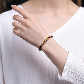 Buddha Gift 925 Sterling Silver Natural Golden Sea Willow Zakiram Goddess of Wealth Lucky fortune Fu Character Success Bracelet