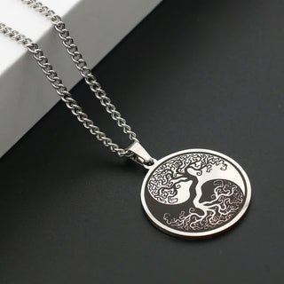 Buddha Gift The Tree of Life Titanium Steel Connection Necklace Pendant
