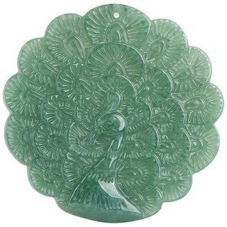 Buddha Gift Natural Jade Peacock Luck Prosperity Necklace Pendant