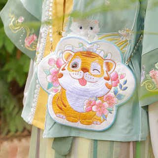 Buddha Gift Luck Embroidery Lotus Koi Fish Rabbit Flower Hanfu Bag Crossbody Bag Shoulder Bag