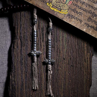Buddha Gift Natural Tibet 108 Mala Beads Purple Bodhi Seed Three-eyed Dzi Bead Copper Dorje Harmony Bracelet