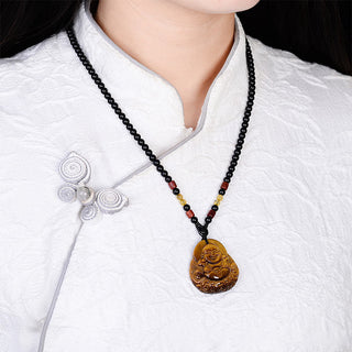 Buddha Gift Tiger's Eye Laughing Buddha Blessing Necklace