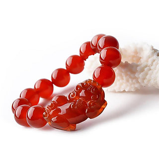 Buddha Gift Red Agate Lucky Pixiu Wealth Luck Bracelet
