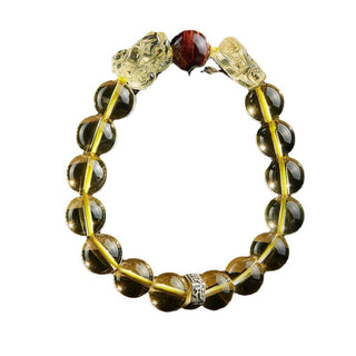 Buddha Gift Natural Citrine Double PiXiu Tiger Eye Prosperity Protection Bracelet