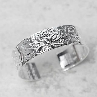 Buddha Gift Tibetan Lotus White Copper Luck Bracelet