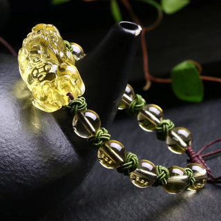 Buddha Gift Natural Citrine Pixiu Wealth Protection Bracelet