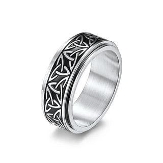 Buddha Gift  Triangle Knot Triquetra Titanium Steel Calm Rotatable Ring