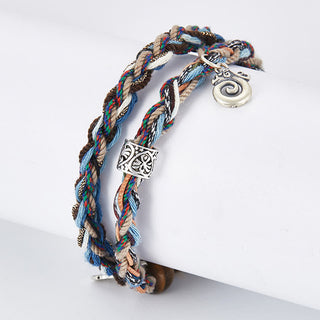 Buddha Gift 925 Sterling Silver Tiger's Eye Colorful Cotton Rope Handmade Willpower Bracelet