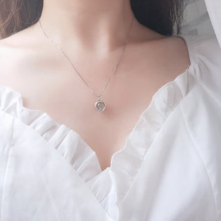 Buddha Gift 925 Sterling Silver Moonstone Love Planet Rotatable Pattern Necklace Pendant