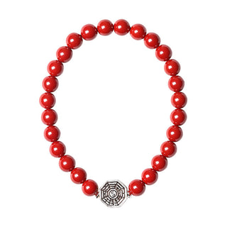 Buddha Gift 925 Sterling Silver Yin Yang Bagua Symbol Cinnabar String Concentration Bracelet