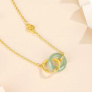 Buddha Gift 925 Sterling Silver Natural Green Aventurine Peace Buckle Bamboo Coin Prosperity Necklace Pendant