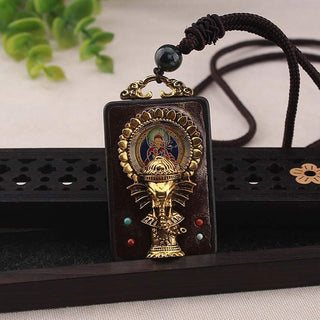 Buddha Gift Ebony Wood Elephant God of Fortune Buddha Blessing Necklace String Pendant