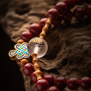 Buddha Gift Chinese Zodiac Natal Buddha Red Agate Small Leaf Red Sandalwood Cinnabar Amulet Blessing Double Wrap Bracelet