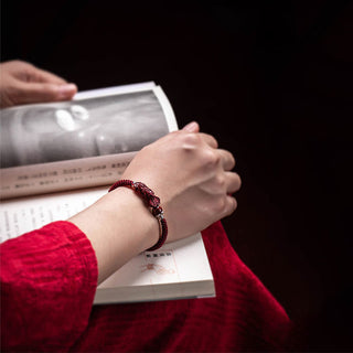 Buddha Gift Handcrafted PiXiu Cinnabar Wealth Luck Braided Bracelet