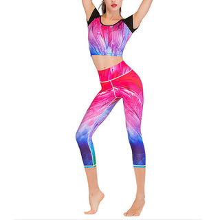 Buddha Gift Lotus Cherry Blossom Gradient Peacock Print Lycra Fabric Sports Cropped Leggings Women's Yoga Capri Pants