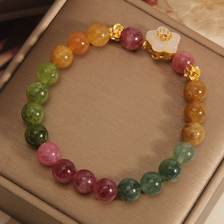 Buddha Gift Colorful Tourmaline Jade Flowers Love Bracelet