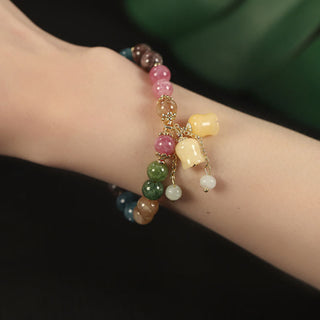Buddha Gift Natural Colorful Tourmaline Flower Bead Love Bracelet