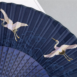 Buddha Gift Crane Dragonfly Lotus Peony Plum Blossom Butterfly Handheld Silk Bamboo Folding Fan 22.5cm