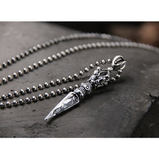 Buddha Gift 925 Sterling Silver Dorje Vajra Enlightenment Necklace Chain Pendant