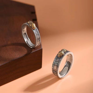 Buddha Gift PiXiu Om Mani Padme Hum Heart Sutra Luck Wealth Couple Ring