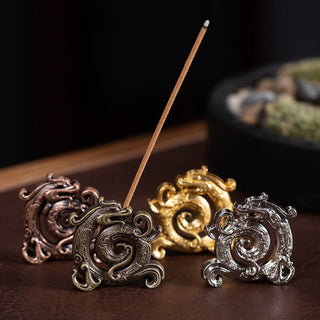 Buddha Gift Mini Auspicious Dragon Pattern Meditation Zinc Alloy Small Incense Stick Burner