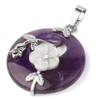 Buddha Gift Various Crystal Amethyst Green Aventurine Flower Healing Necklace Pendant