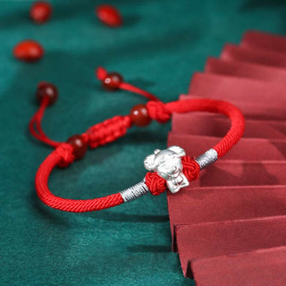 Buddha Gift 999 Sterling Silver Chinese Zodiac Luck Strength Red String Bracelet